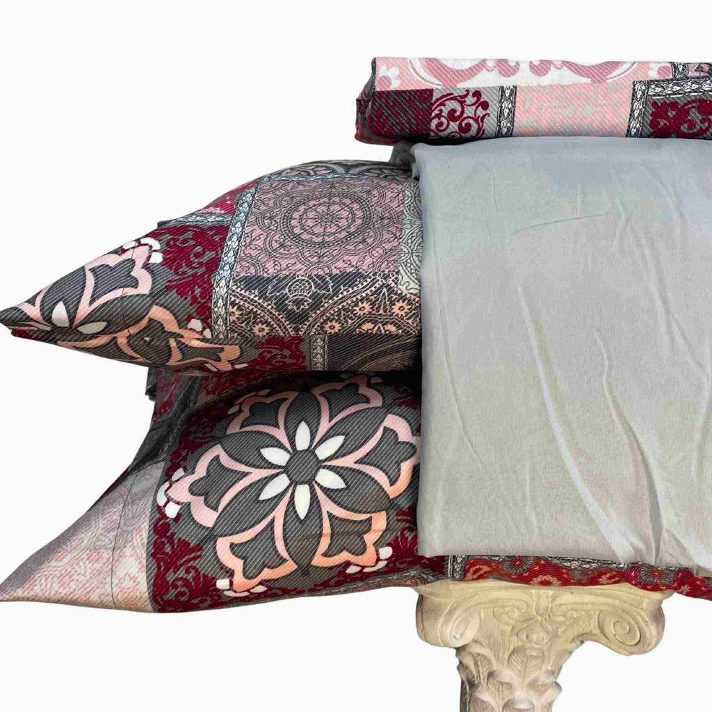 Juego de Sábanas Estambul Rosa y Gris