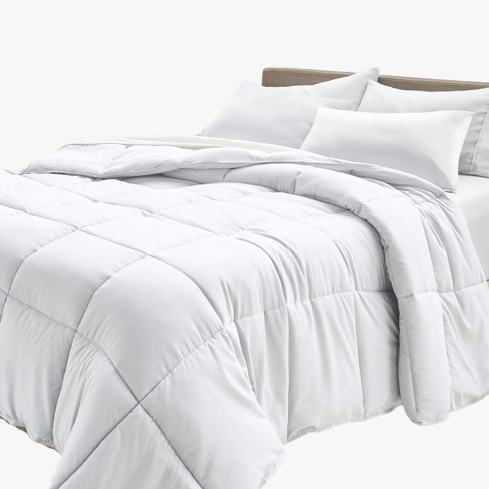 Plumon Delgado Liso En Microfibra Color Blanco