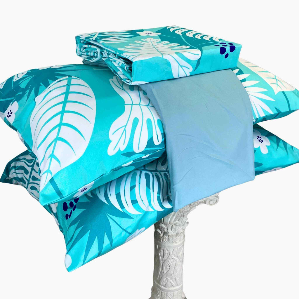 Juego De Sábanas Bahía Azul Turquesa