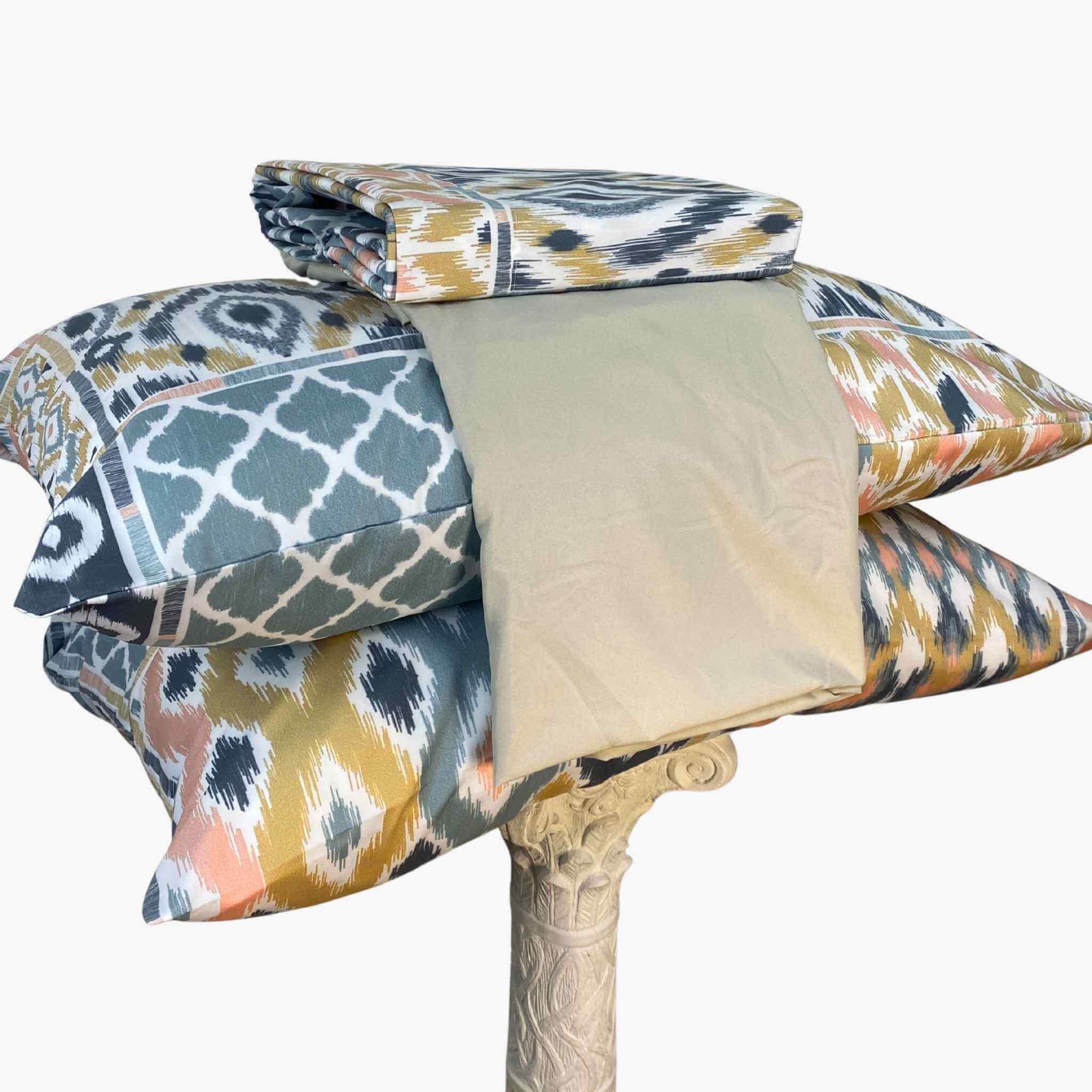 Juego de Sábanas Toscana Beige y Azul