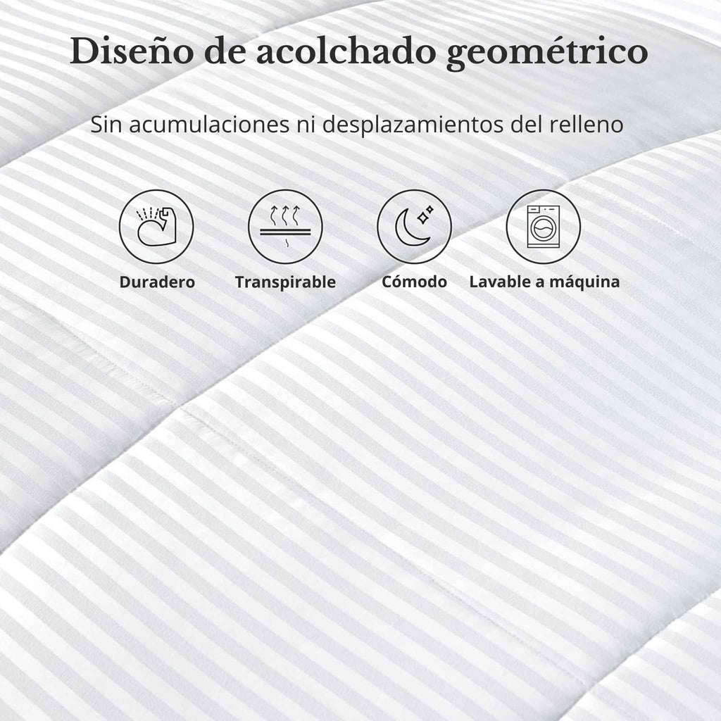 Plumón Blanco Estilo Hotel Raya Satinada y Tacto Suave