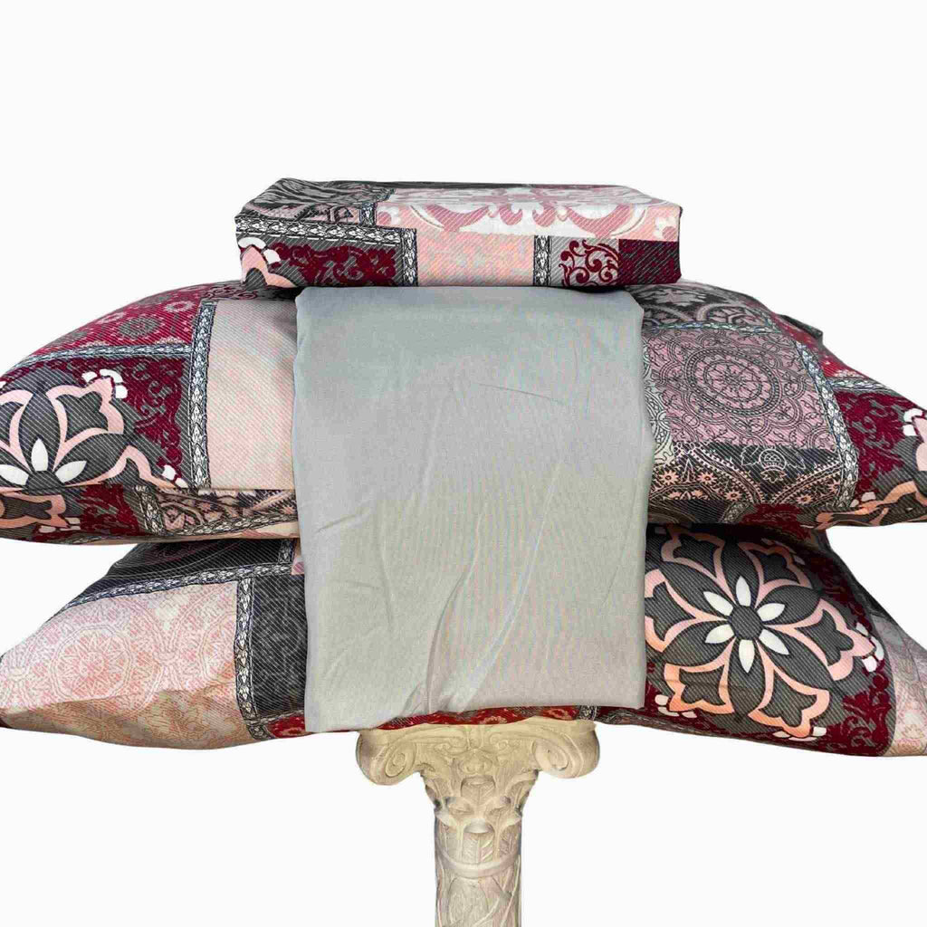 Juego de Sábanas Estambul Rosa y Gris