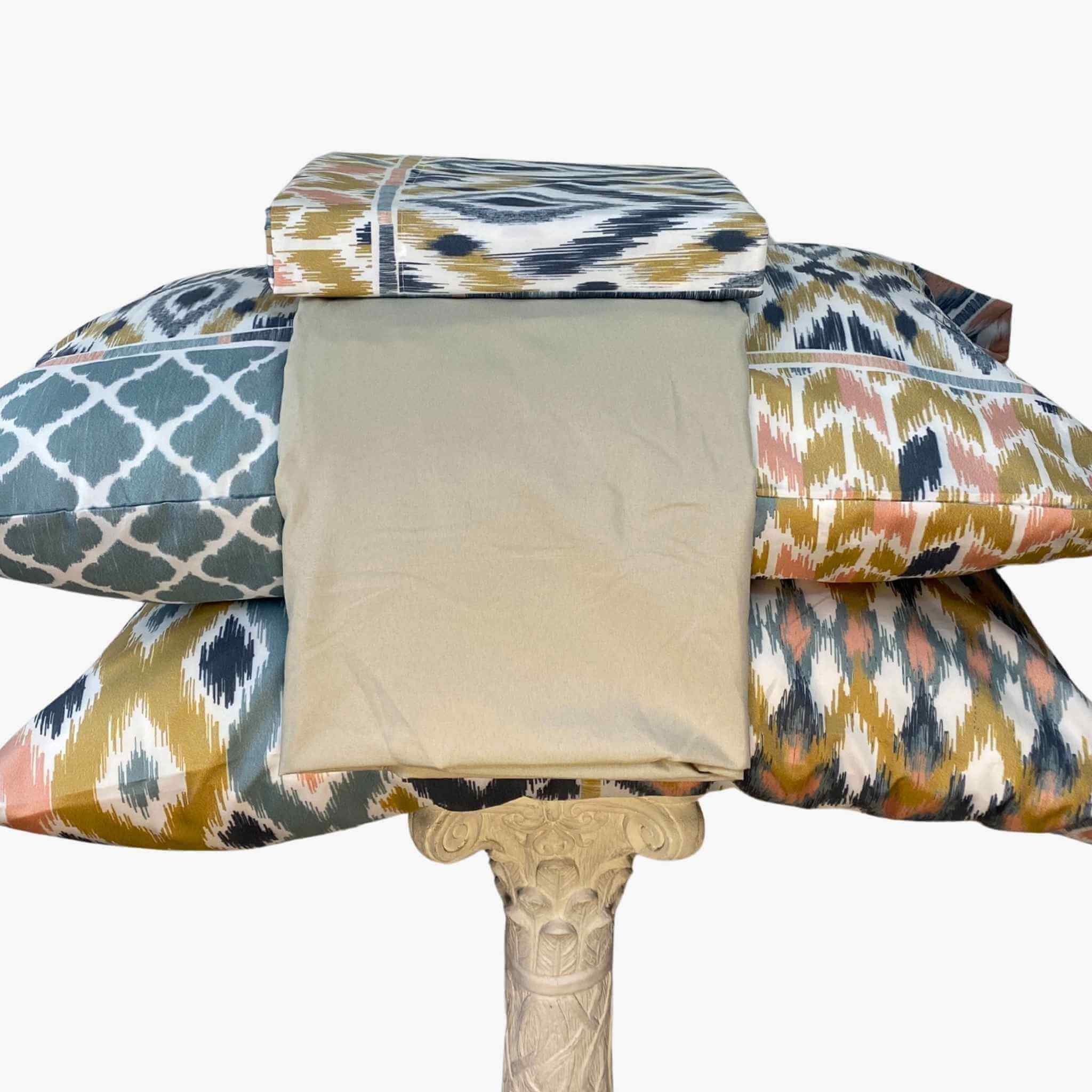 Juego de Sábanas Toscana Beige y Azul