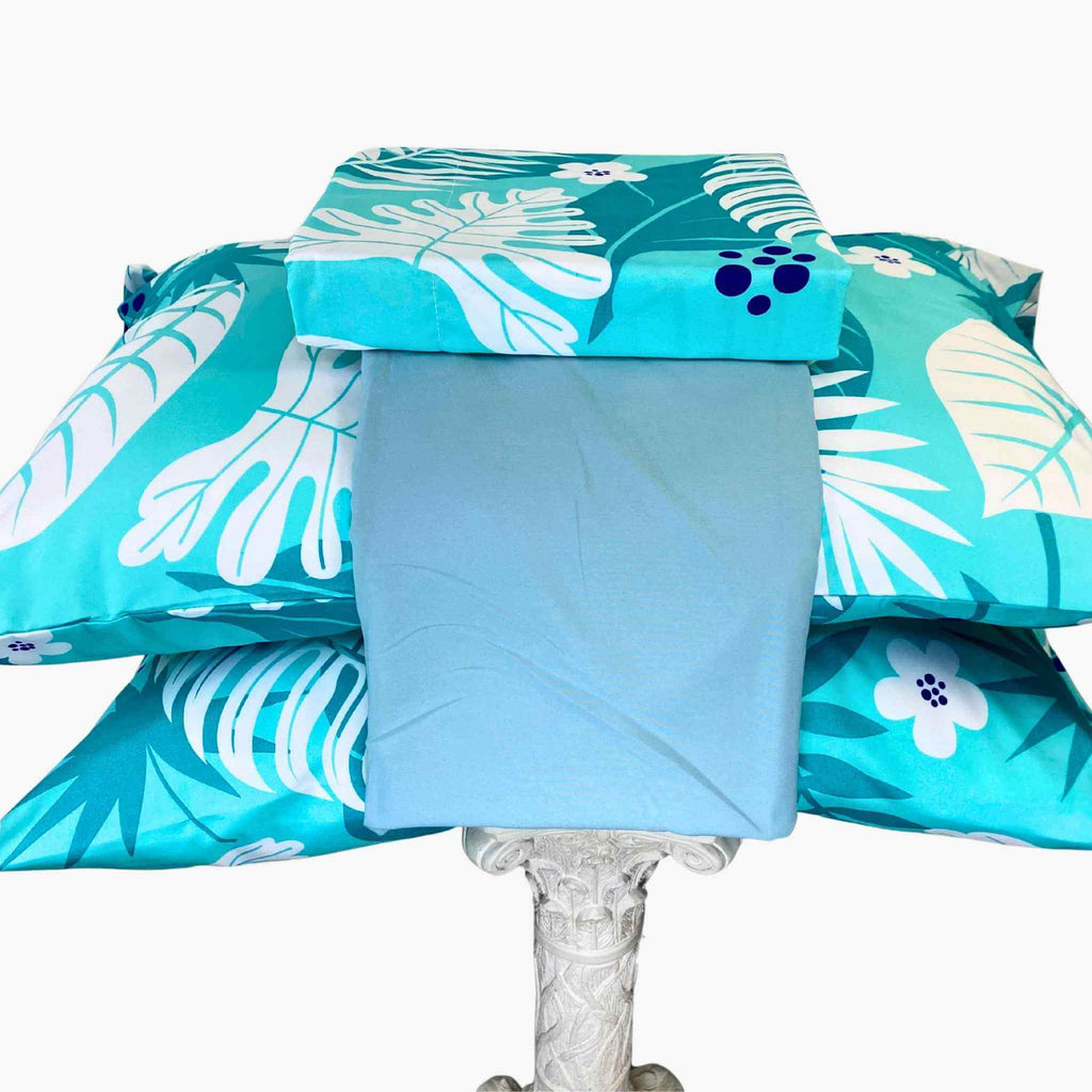 Juego De Sábanas Bahía Azul Turquesa