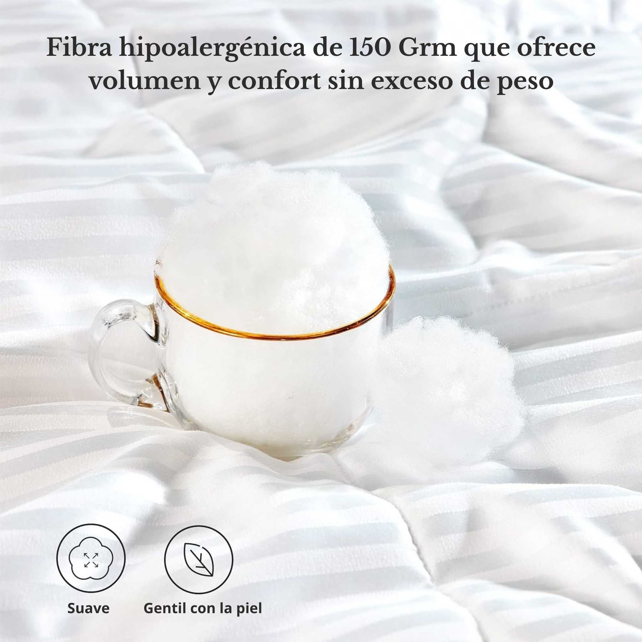 Plumón Blanco Estilo Hotel Raya Satinada y Tacto Suave