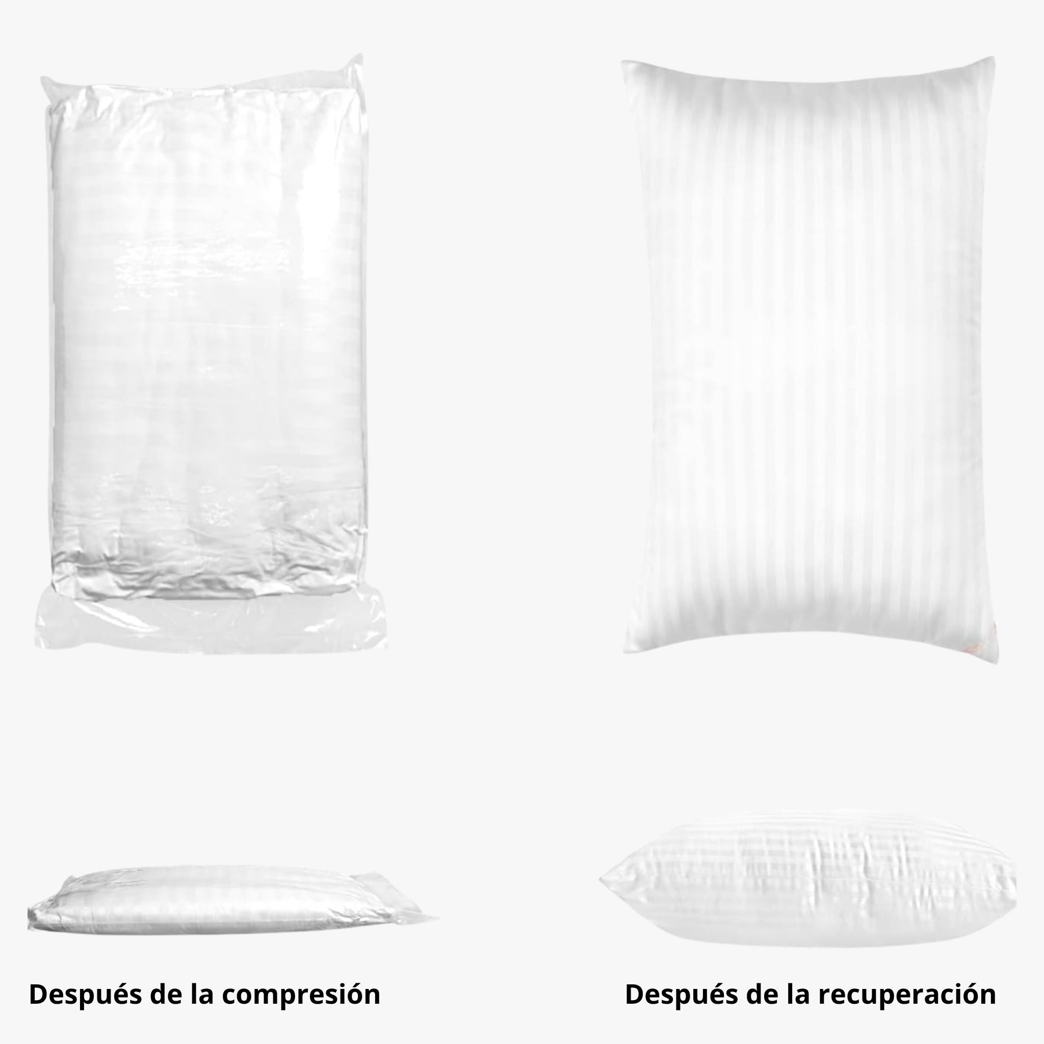 Set de 2 Almohadas Siliconadas 70x50 cm Antialérgicas y Livianas