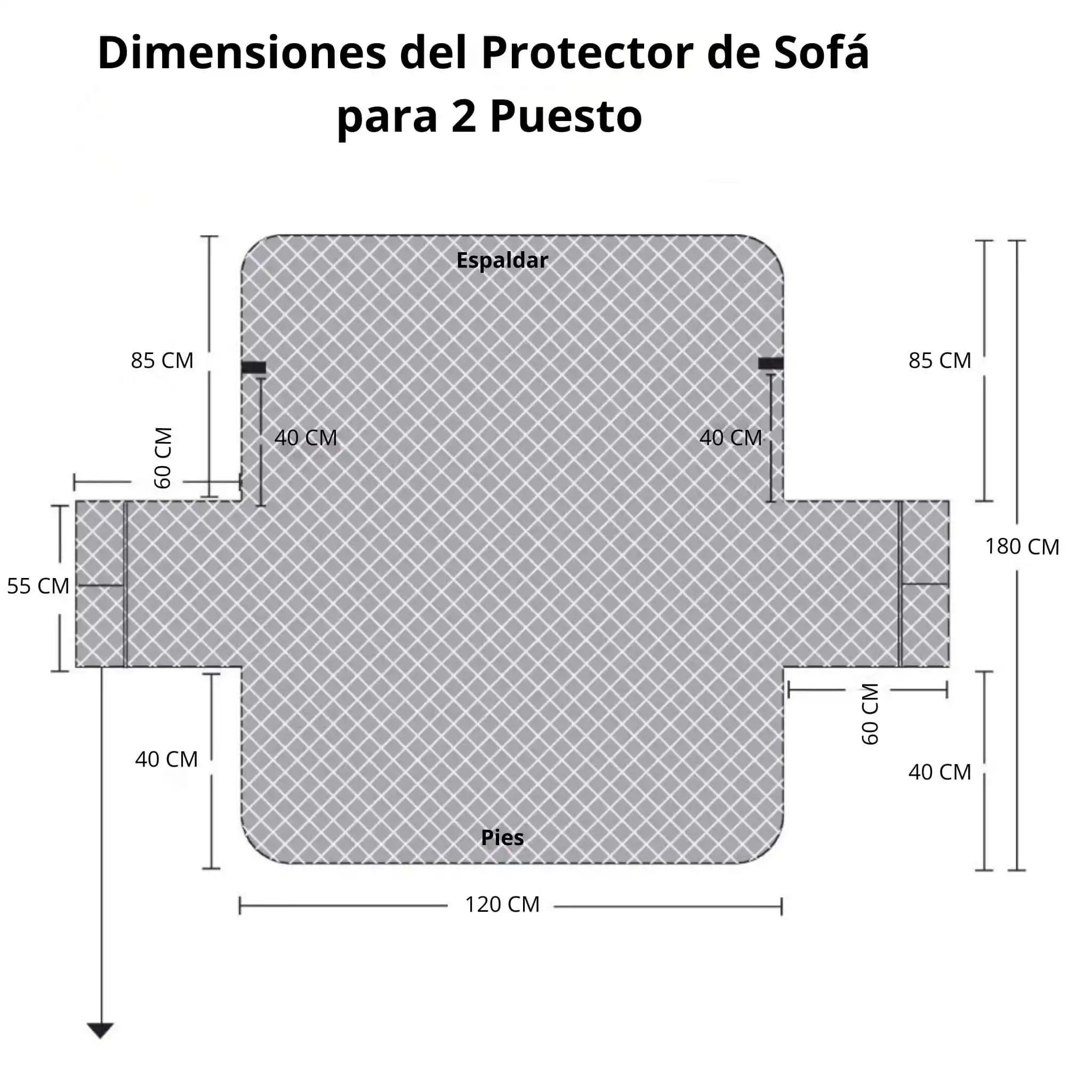 Protector de Sofá Acolchado a Cuadros Doble Faz 2 Puestos