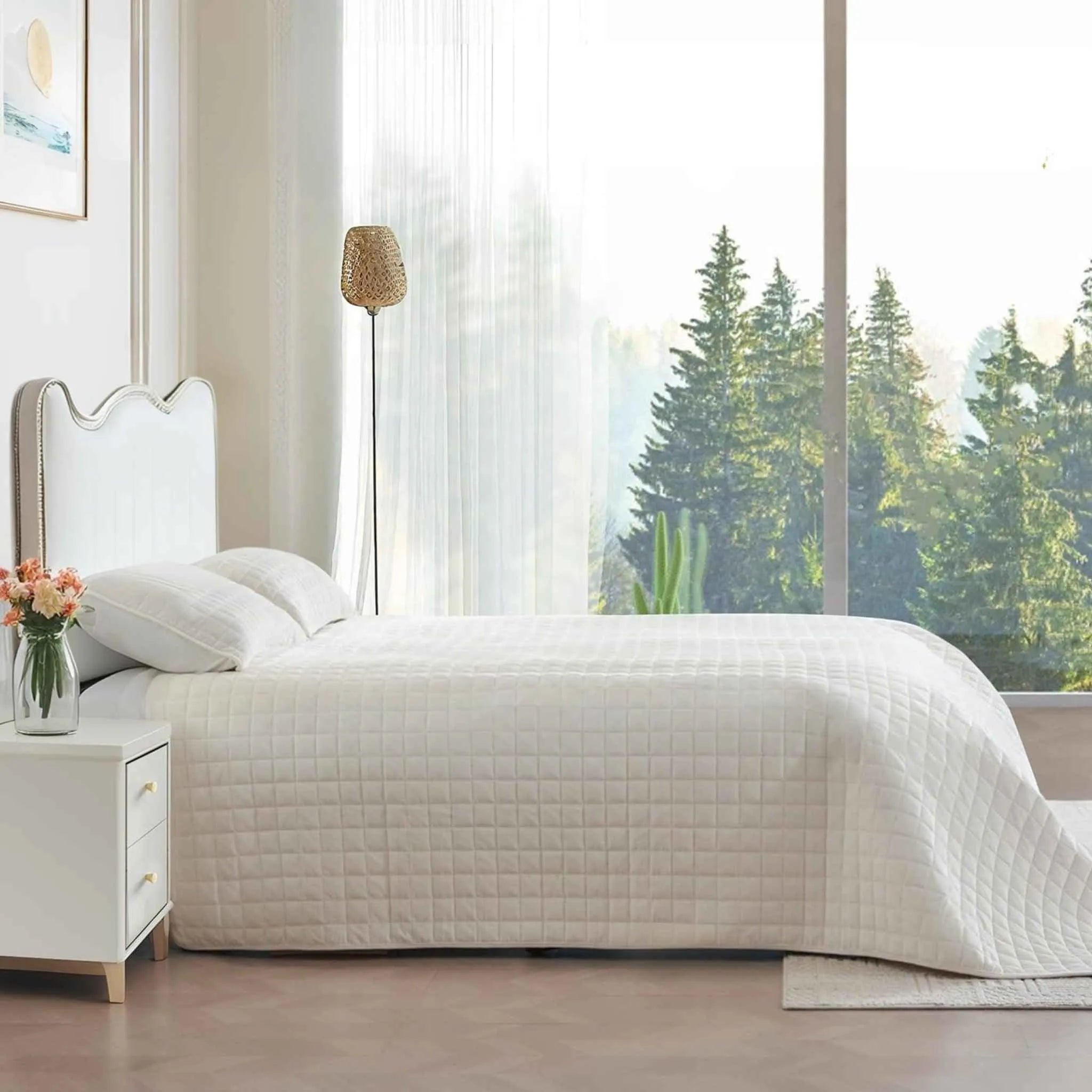 textura de colcha blanca acolchada suave y confortable