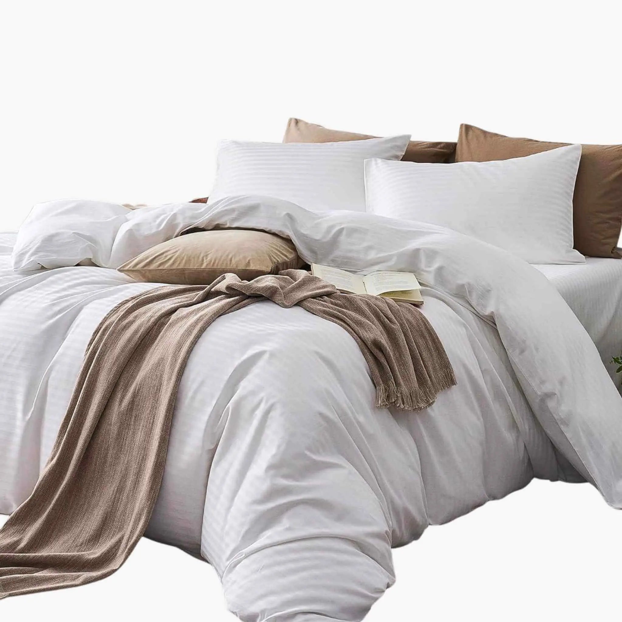 funda duvet blanca sateen rayas
