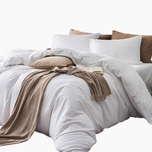 funda duvet blanca sateen rayas