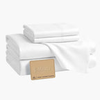 Juego de Sábanas 300 Hilos 100% Algodón Blanco Suaves y Elegantes